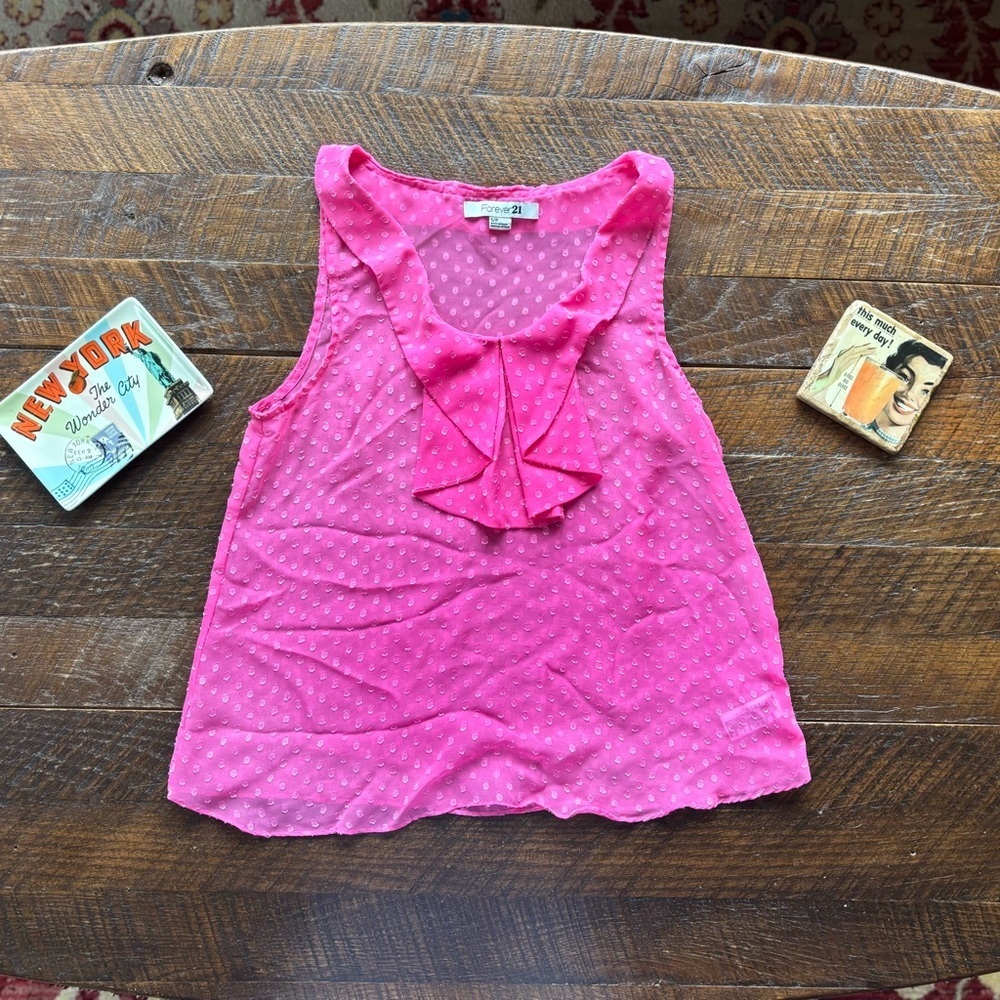 Forever 21 sheer fuchsia tank top